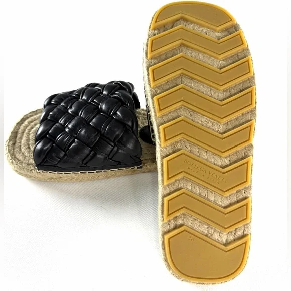 Bottega Veneta Women Jack Flat Sandal Nappa Weaving Foulard Black Sandal - Picture 4 of 10